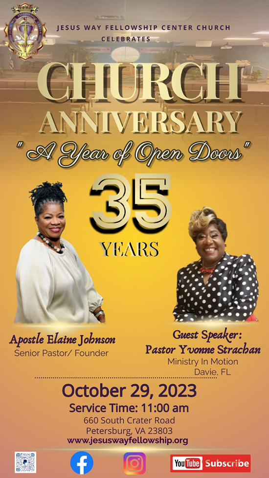 JWFC 35th Church Anniversary flyer