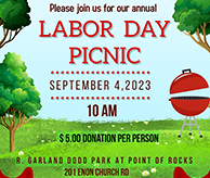 JWFC Family and Friends Annual Labor Day Picnic flyer