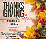 JWFC Thanksgiving Rally flyer