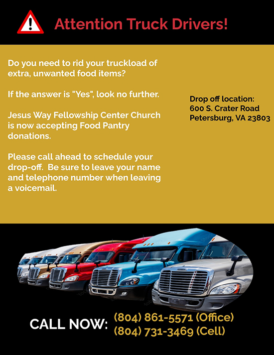 Food Pantry Donations Truckers flyer